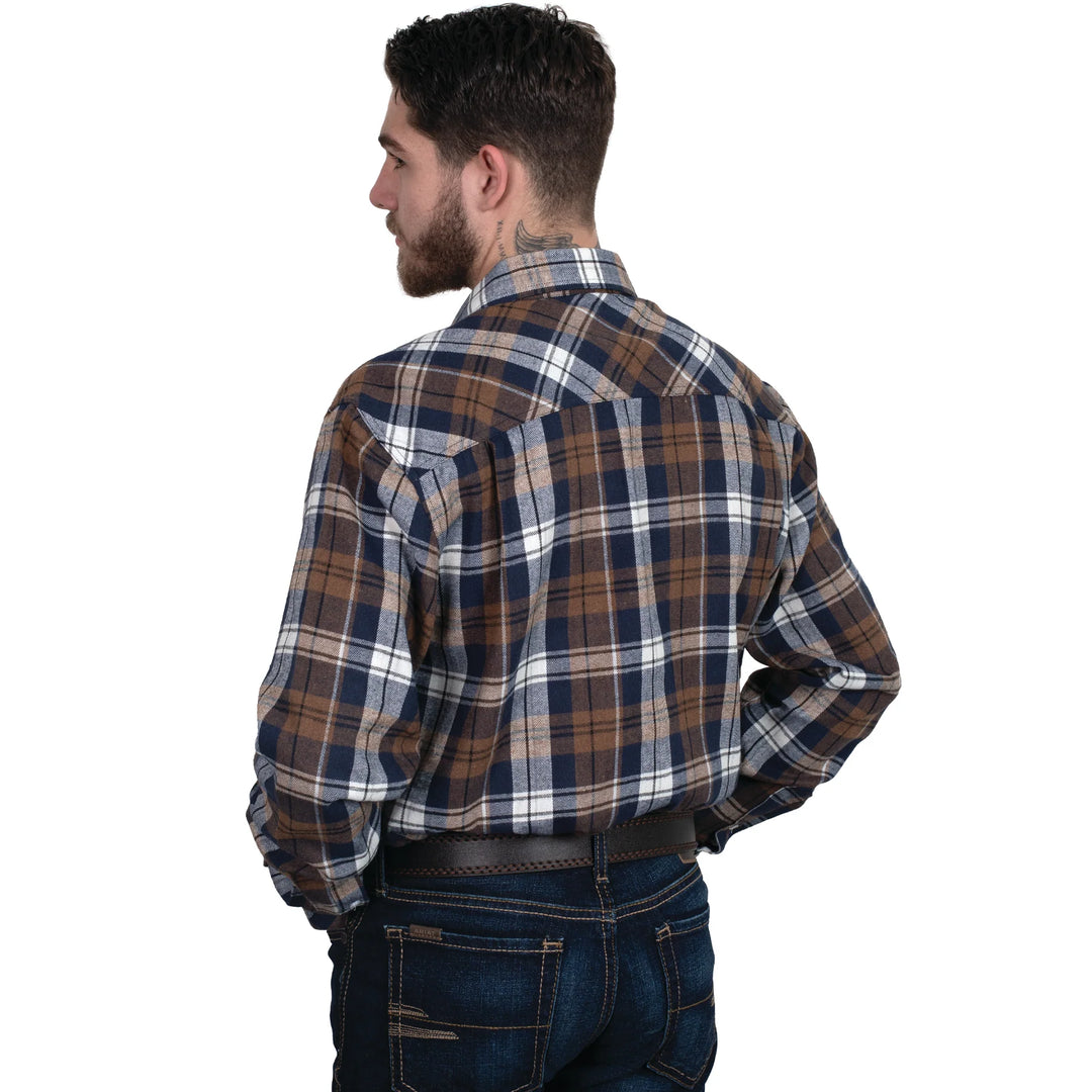 Just Country - Mens Brown/ Navy Evan Flannel