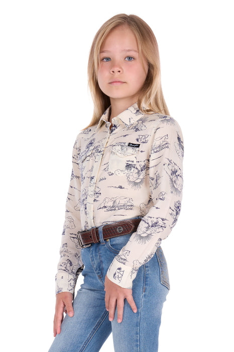 Wrangler - Girls Ivory Long Sleeve Shirt