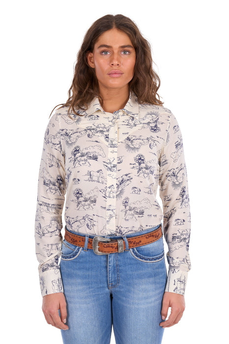 Wrangler - Womens Ivory Long Sleeve Shirt
