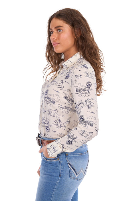 Wrangler - Womens Ivory Long Sleeve Shirt