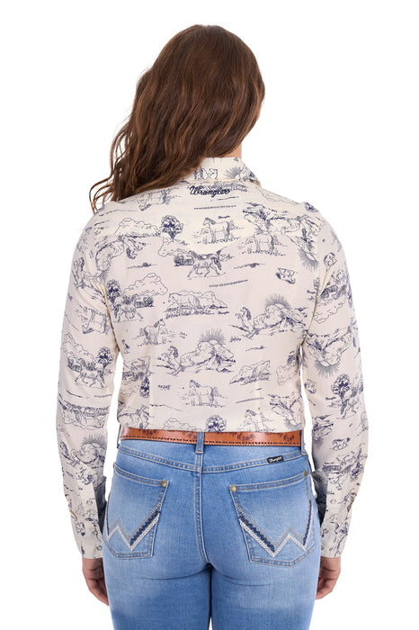 Wrangler - Womens Ivory Long Sleeve Shirt
