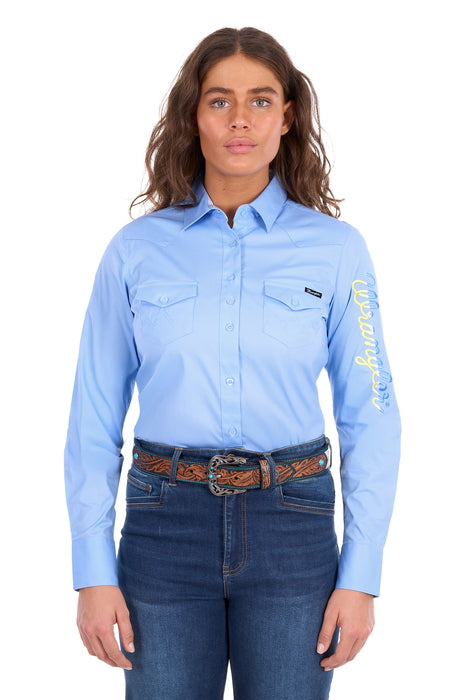 Wrangler - Womens Hazel Blue Logo Long Sleeve Shirt