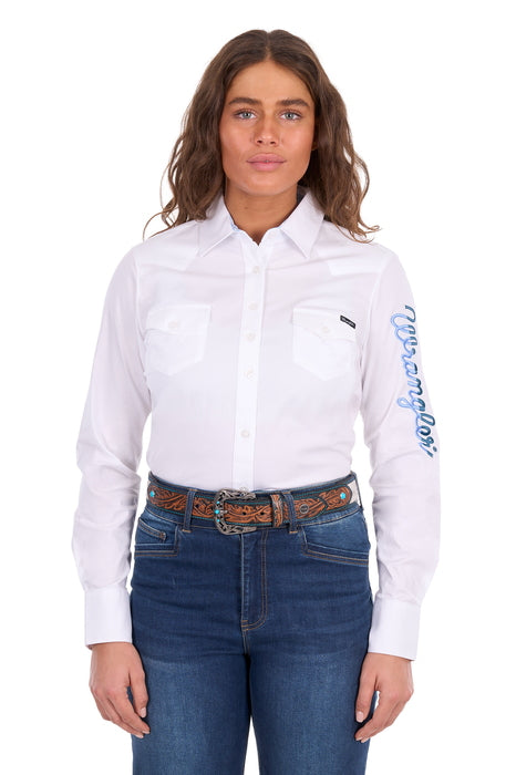 Wrangler - Womens Hazel White Logo Long Sleeve Shirt