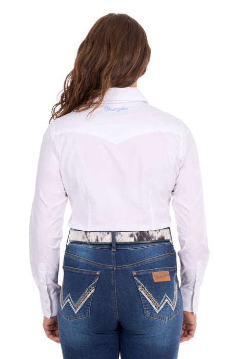 Wrangler - Womens Hazel White Logo Long Sleeve Shirt