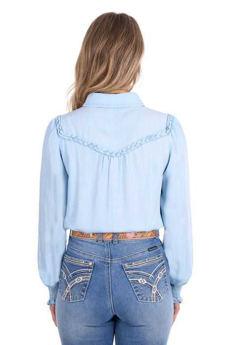Pure Western - Womens Daniela Light Wash Denim LS Shirt