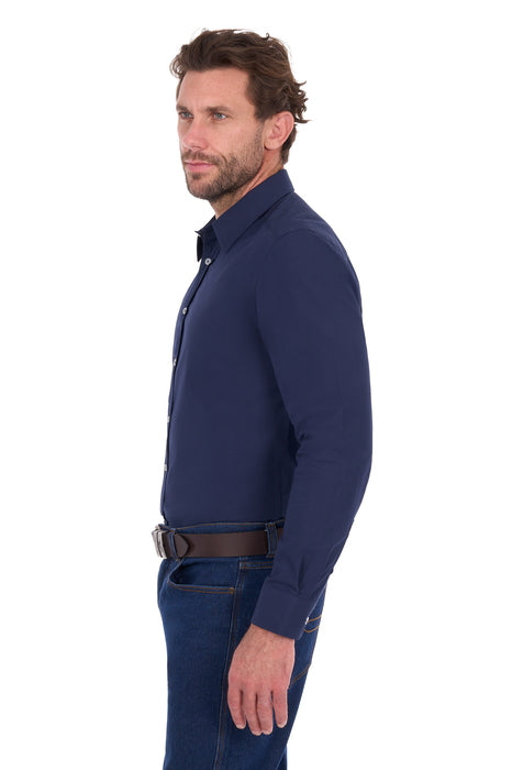 Hard Slog - Mens Harper Navy L/S Shirt