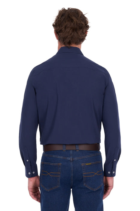 Hard Slog - Mens Harper Navy L/S Shirt