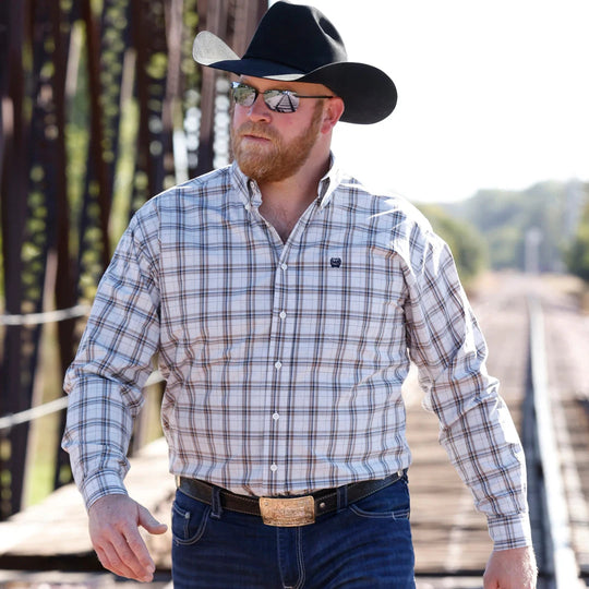 Cinch - Mens Beau Cream Plaid Arena Shirt