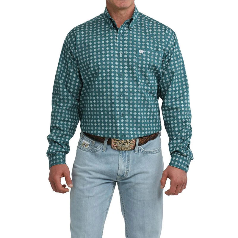 Cinch - Mens Green Gaz Geo Arena Shirt