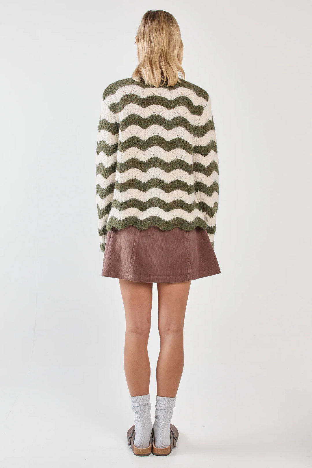 Buffalo Belle - Women's Nikkita Wavy Stripe Knit Cream/Olive