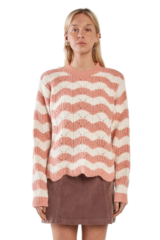 Buffalo Belle - Women's Nikkita Wavy Stripe Knit Cream/Pink