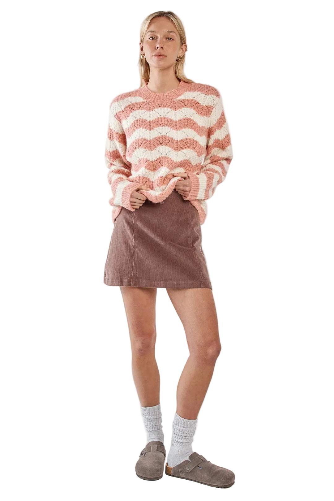 Buffalo Belle - Women's Nikkita Wavy Stripe Knit Cream/Pink