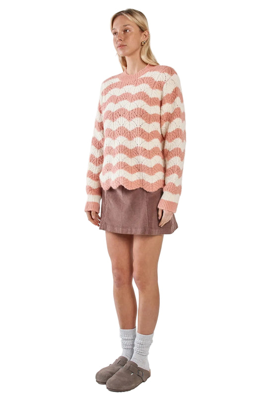Buffalo Belle - Women's Nikkita Wavy Stripe Knit Cream/Pink