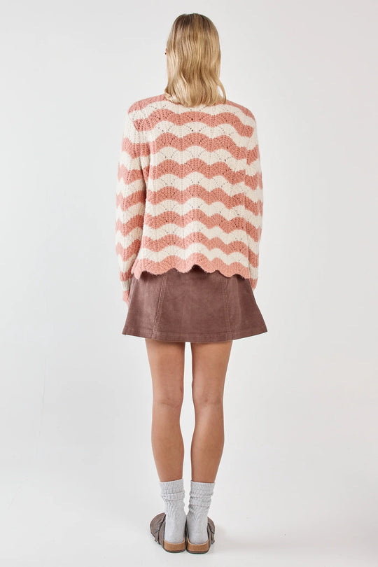 Buffalo Belle - Women's Nikkita Wavy Stripe Knit Cream/Pink