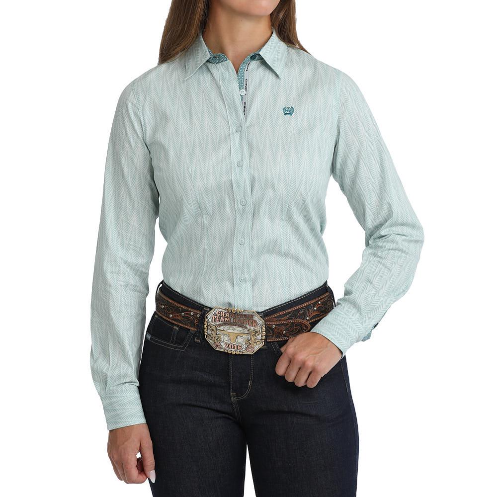Cinch - Womens Light Blue Print Arena Shirt