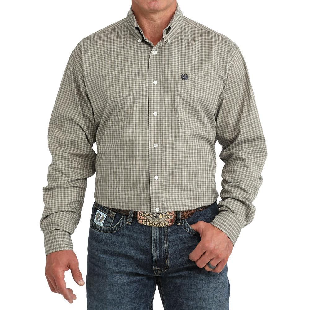 Cinch - Mens Olive Plaid Arena Shirt