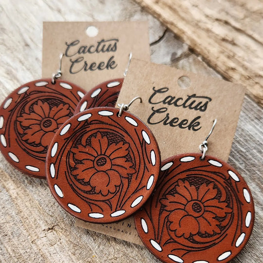 Cactus Creek - Laramie Tooled Leather Earrings