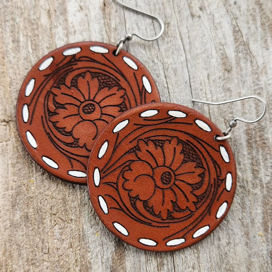 Cactus Creek - Laramie Tooled Leather Earrings