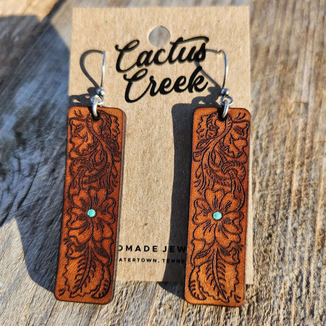 Cactus Creek - Annie Tooled Leather Earrings