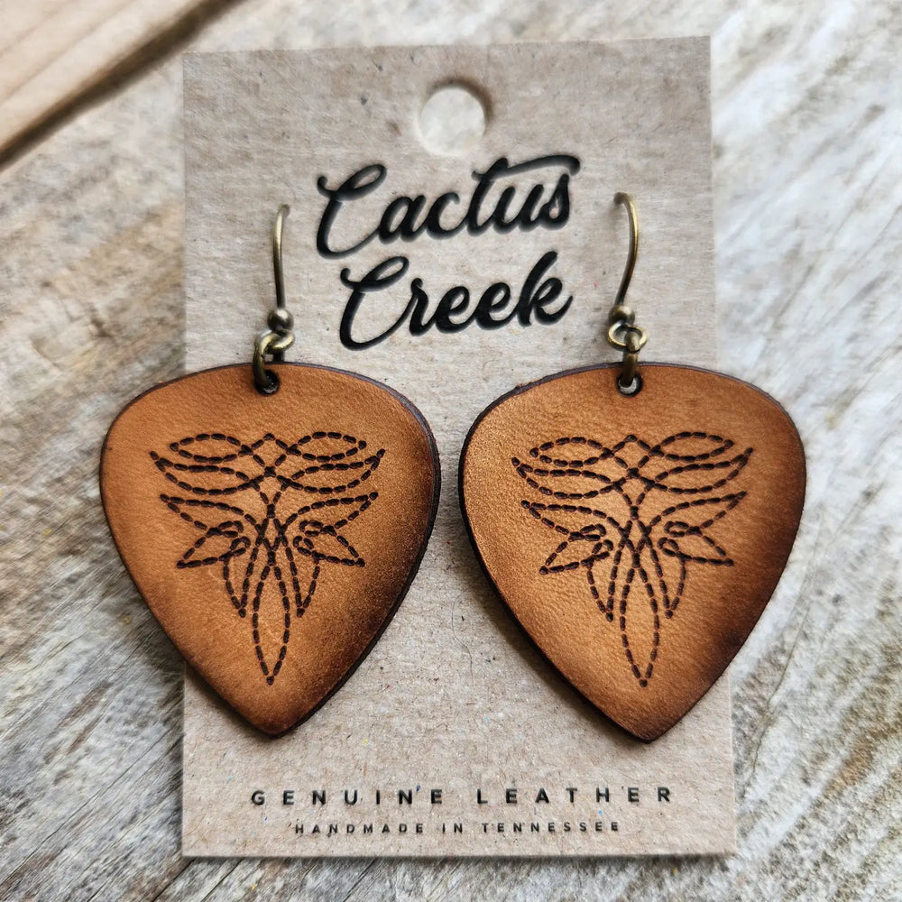Cactus Creek - Nashville Tooled Leather Earrings