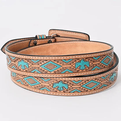 American Darling - Dakota Thunderbird Hand Tooled & Painted Leather Belt