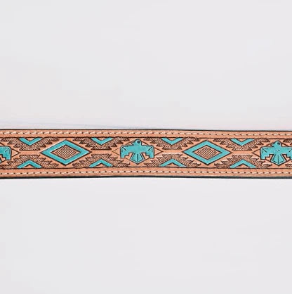 American Darling - Dakota Thunderbird Hand Tooled & Painted Leather Belt