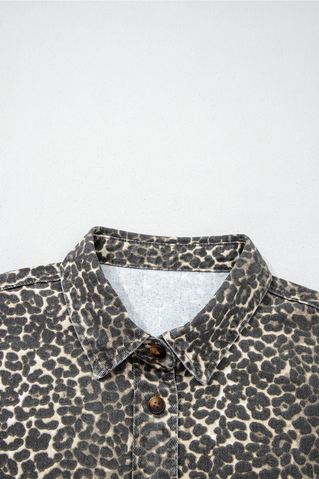 Buffalo Belle - Women's Leopard Denim Short Sleeve Button Crop Shirt
