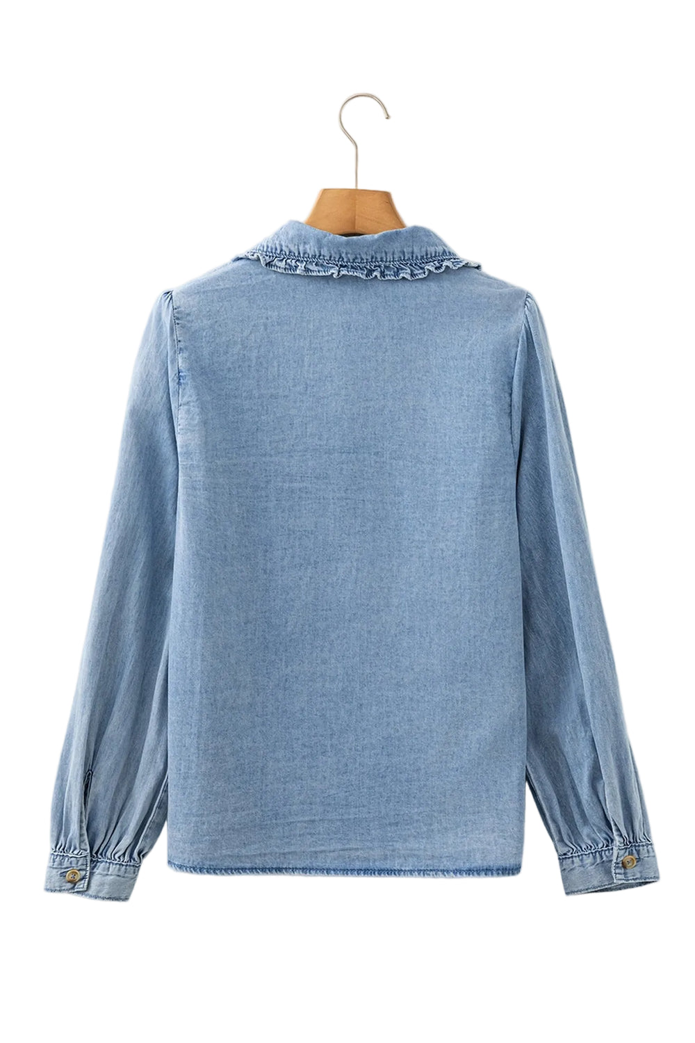 Buffalo Belle - Women's Denim Ruffle Peter Pan Collar Shirt