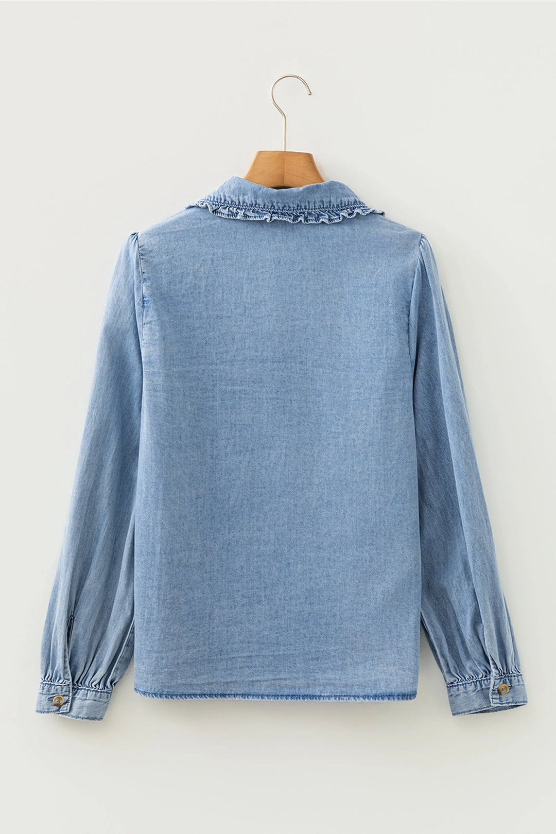 Buffalo Belle - Women's Denim Ruffle Peter Pan Collar Shirt