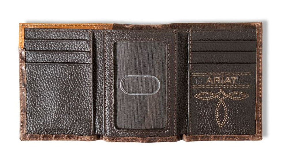 Ariat - Mens Dark Leather TriFold Wallet