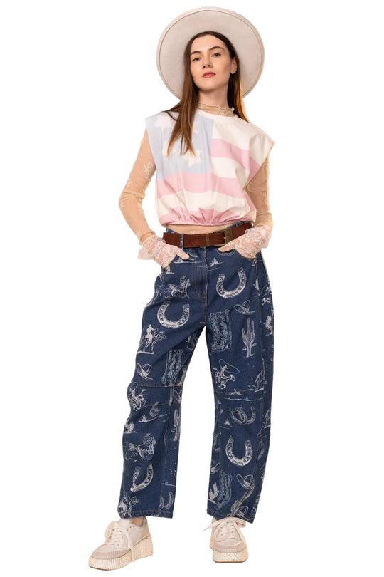 Buffalo Belle - Dark Dinero Denim Barrel Pants