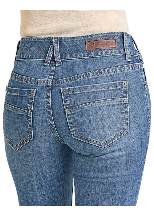 Rock & Roll - Womens Double Button Light Wash Trouser Jeans