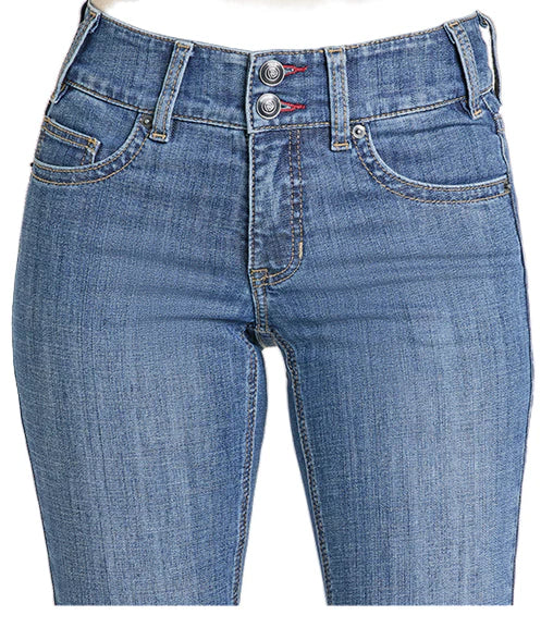 Rock & Roll - Womens Double Button Light Wash Trouser Jeans
