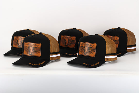 BBWS - Black Leather Scrub Bull Trucker Cap