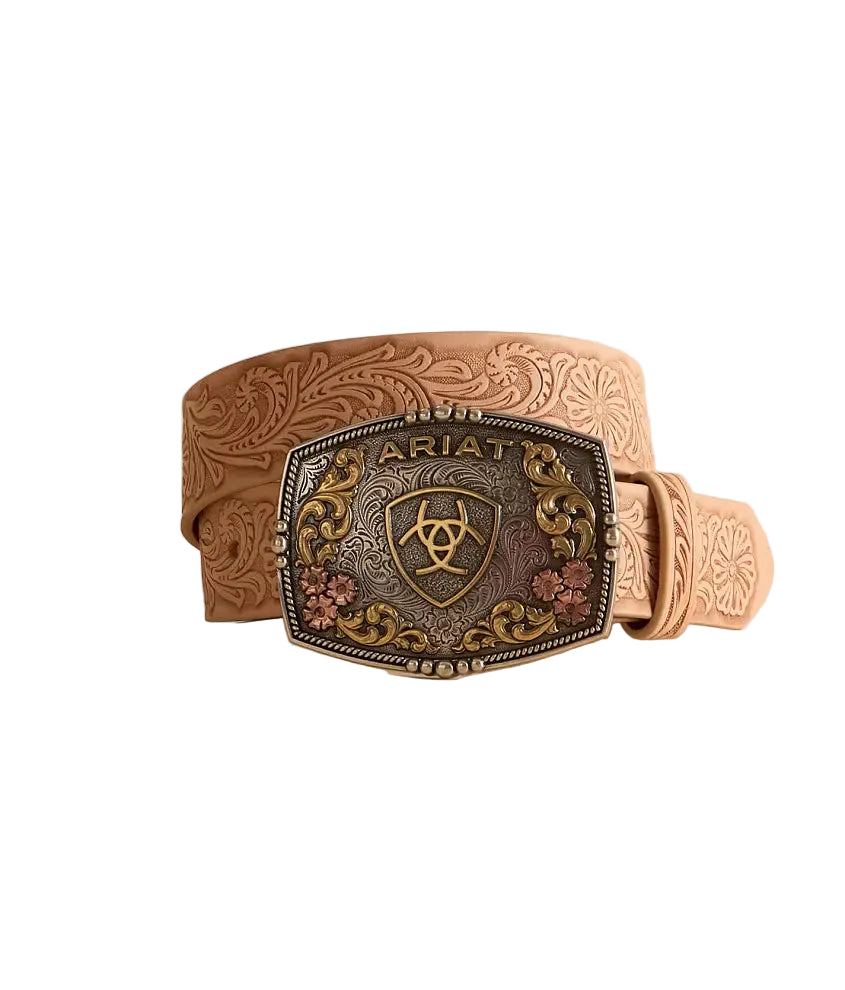 Ariat - Womens Floral Embossed Belt Natural
