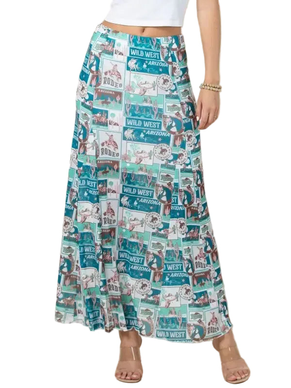 Buffalo Belle - Womens Bailey Wild West Print Maxi Skirt