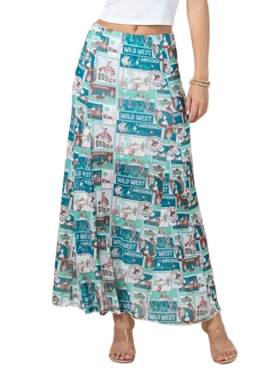 Buffalo Belle - Womens Bailey Wild West Print Maxi Skirt
