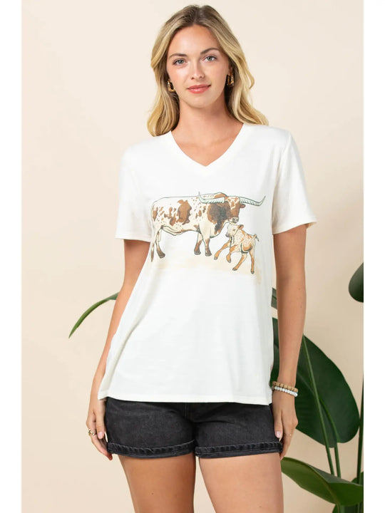 Buffalo Belle - Womens Longhorn Mamma Tee