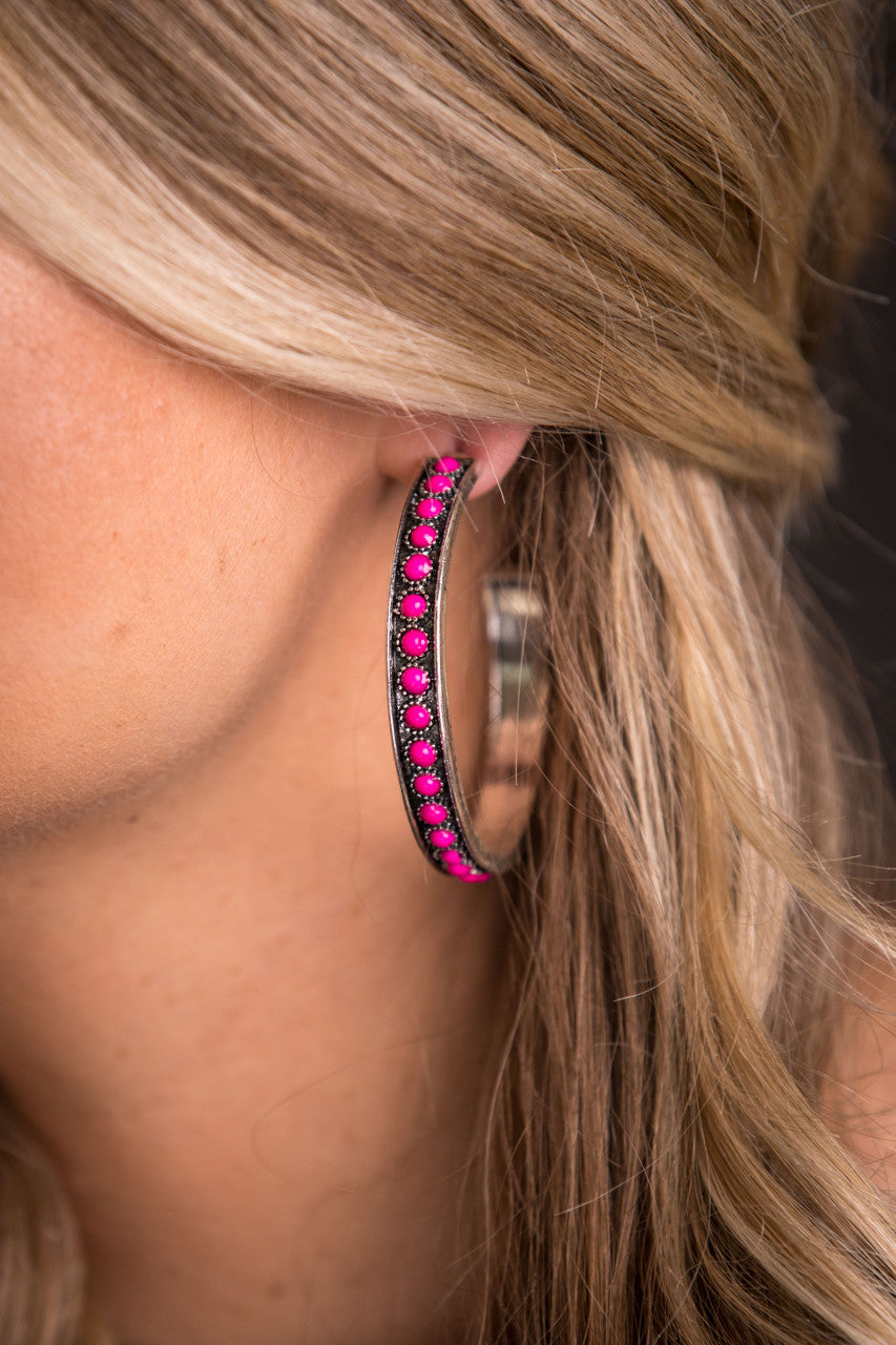 West & Co - Alexandria Pink Hoop Earring