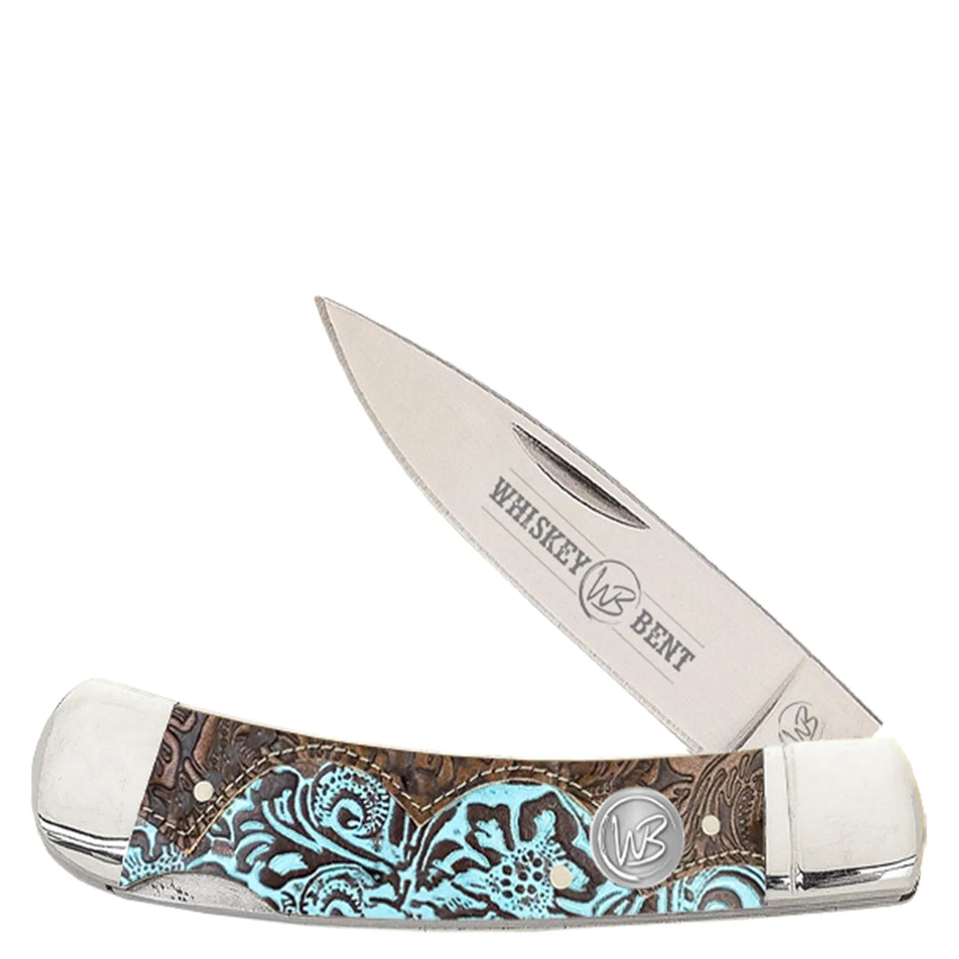 Whiskey Bent - Trapper Pocket Knife Single Locking Blade - Tooled Country