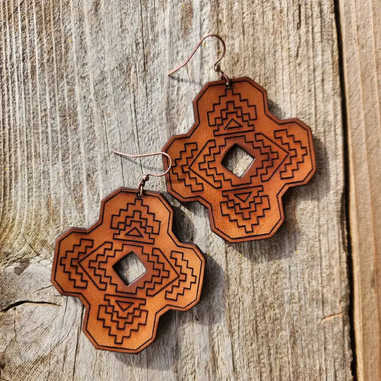 Cactus Creek - Cody Tooled Leather Earrings