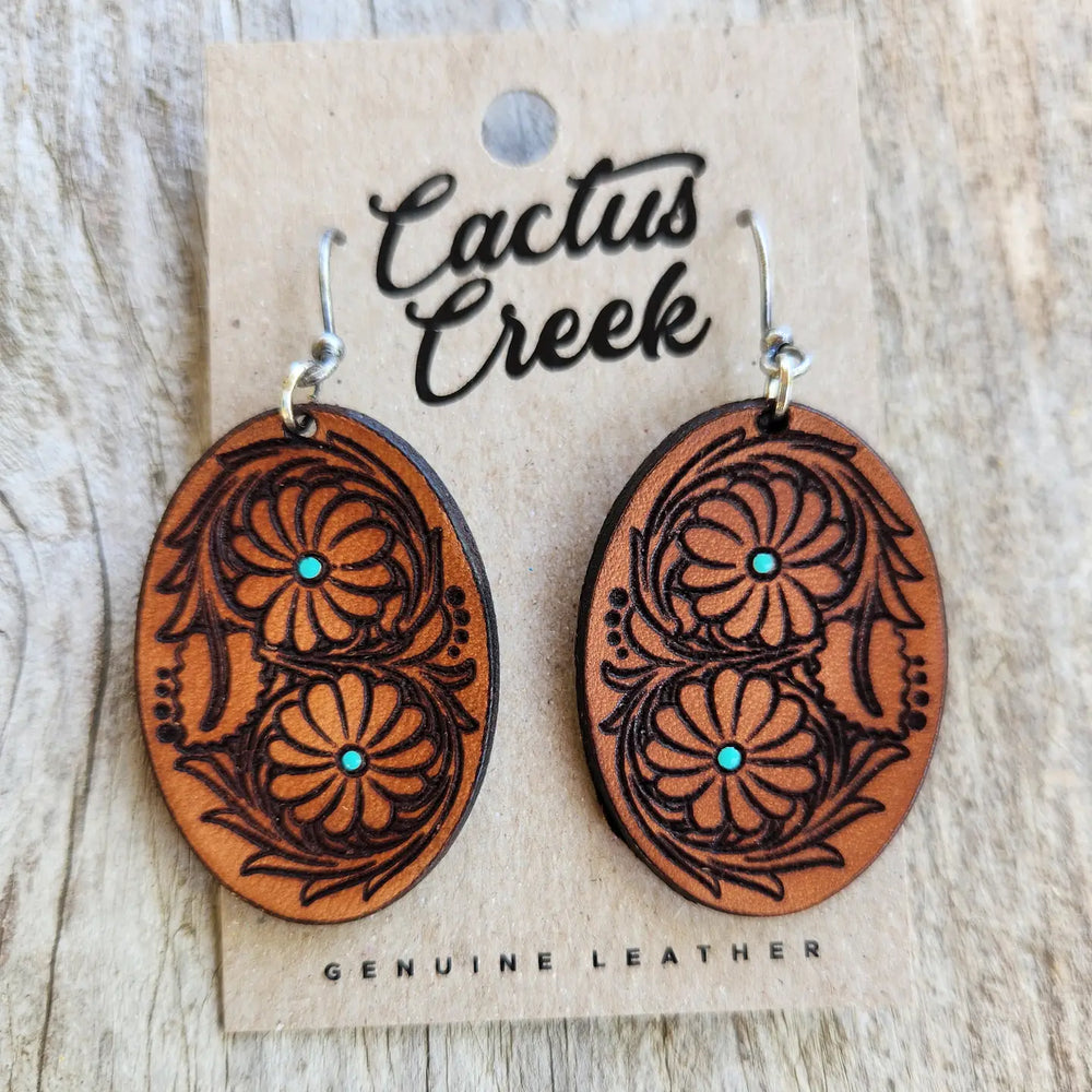 Cactus Creek - Laura Tooled Leather Earrings