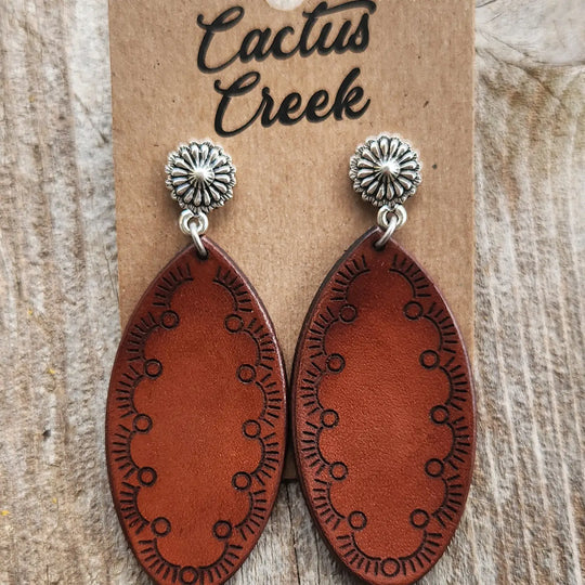 Cactus Creek - Jessie Tooled Leather Earrings