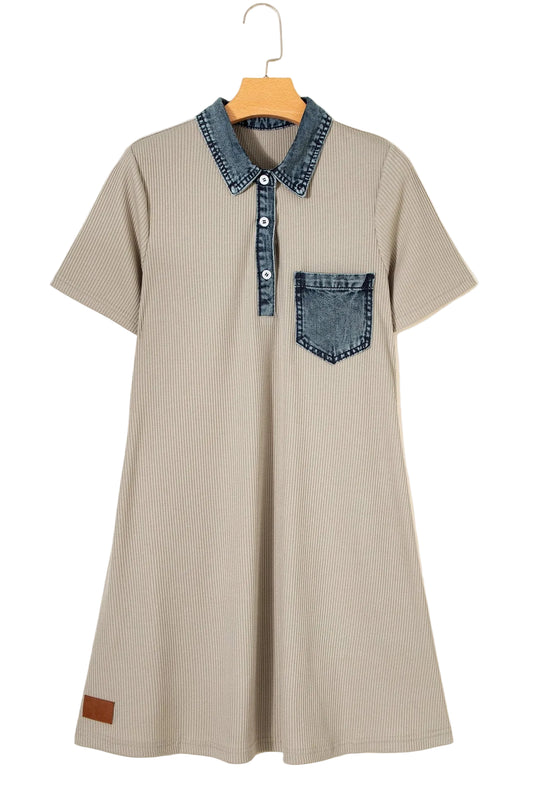 Buffalo Belle - Women's Denim Knit Polo Collar Dress