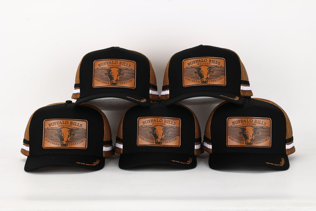 BBWS - Black Leather Scrub Bull Trucker Cap