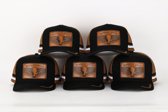 BBWS - Black Leather Scrub Bull Trucker Cap