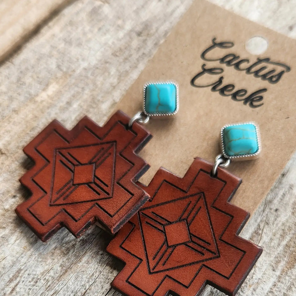 Cactus Creek - Zia Tooled Leather Earrings