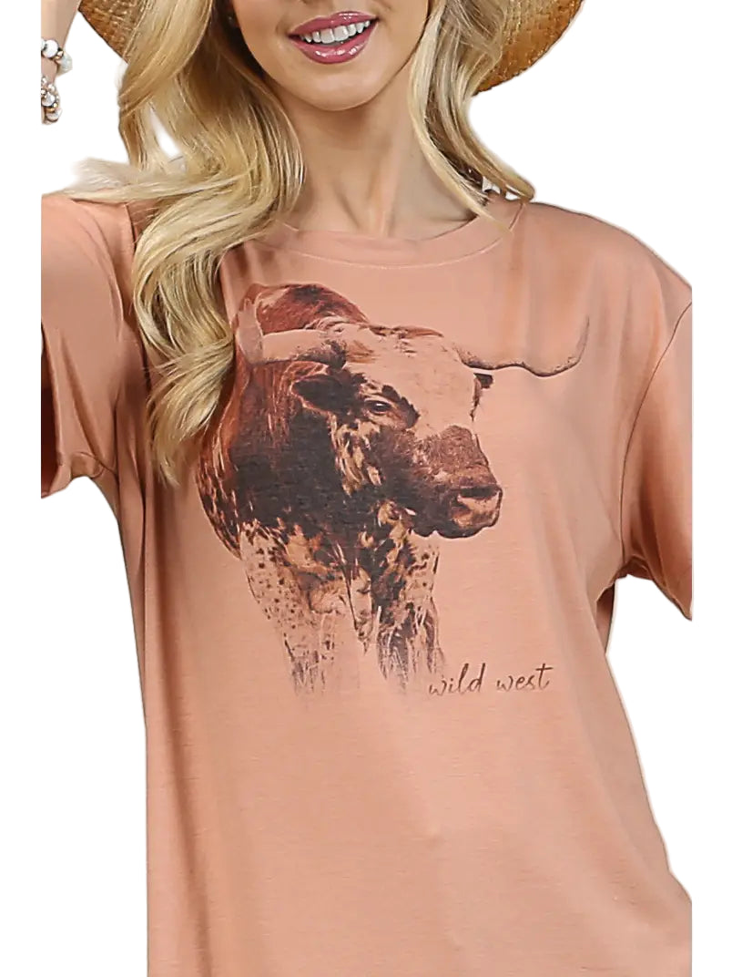 Buffalo Belle - Womens Longhorn Bull Tee
