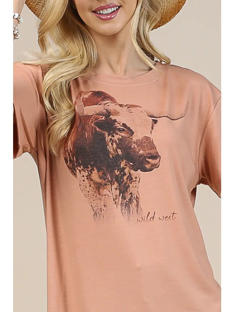 Buffalo Belle - Womens Longhorn Bull Tee