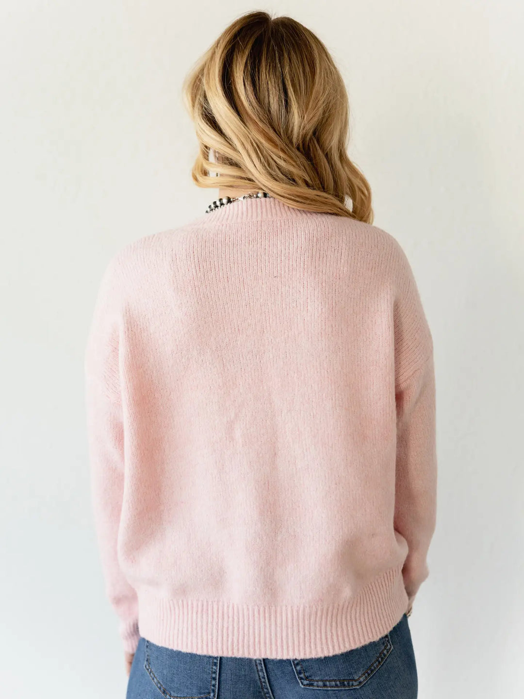 Buffalo Belle - Baby Pink Cowgirl Boot Sweater